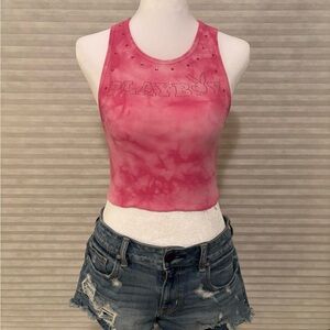 PLAYBOY Pink Tie-Dye Crop Top